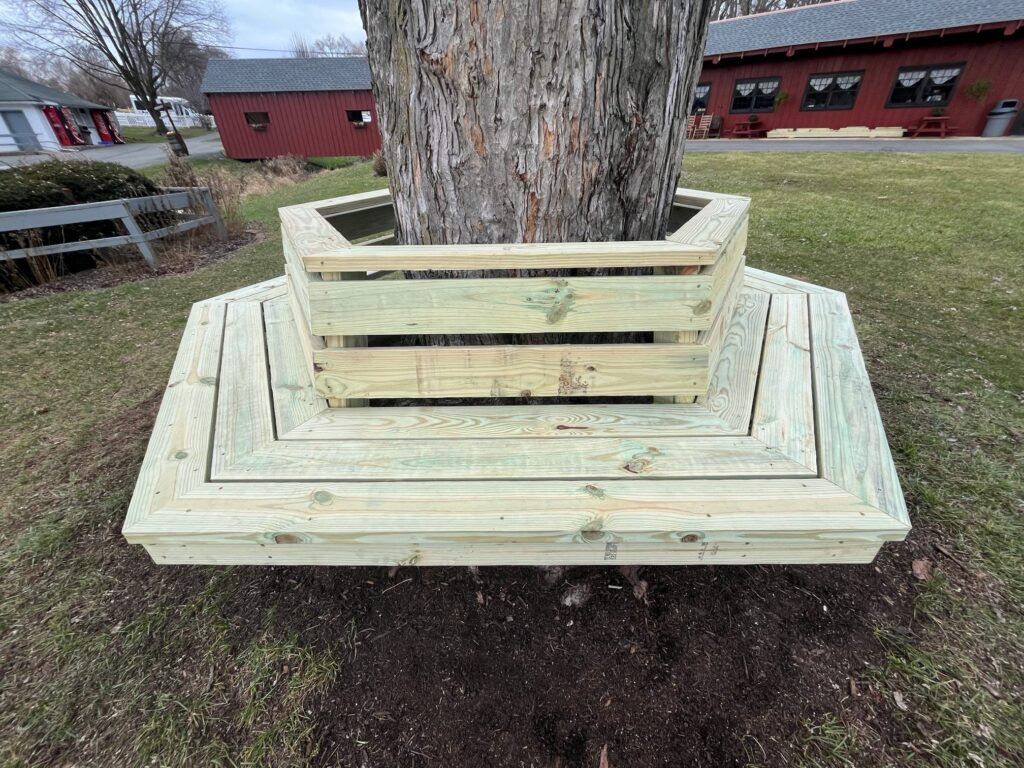 Custom Park Bench Installation In Strasburg, Pa 5 Pressure Treated Slatted Backrest Detail